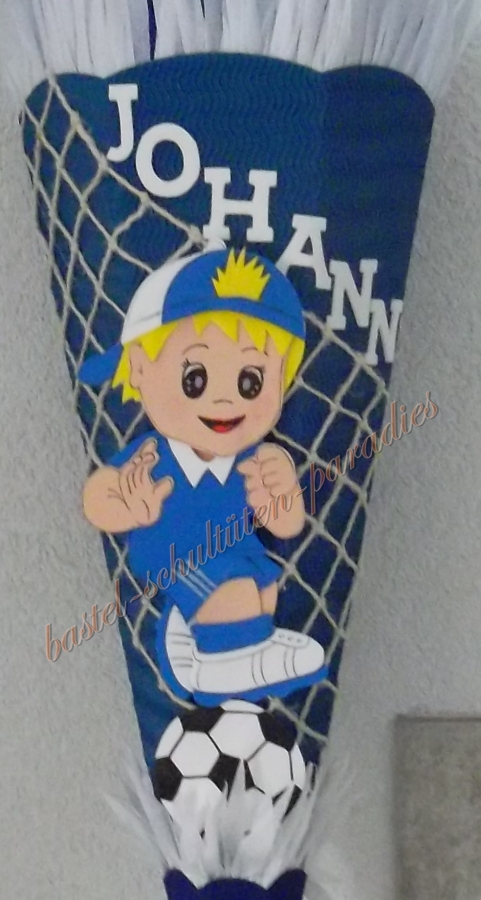 Bastelanleitung Fußballspieler  blau-weiß incl. Netz (nur Motiv)